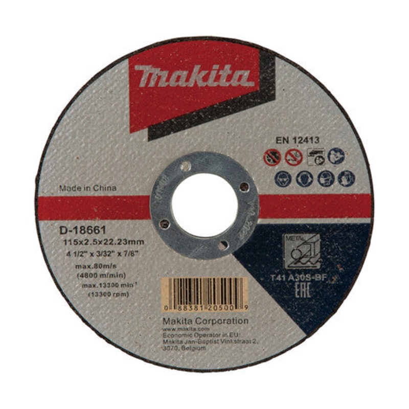 Makita 115mm x 2.5mm x 22mm – METAL CUTTING DISC A30S – 50pk  D-18661-50