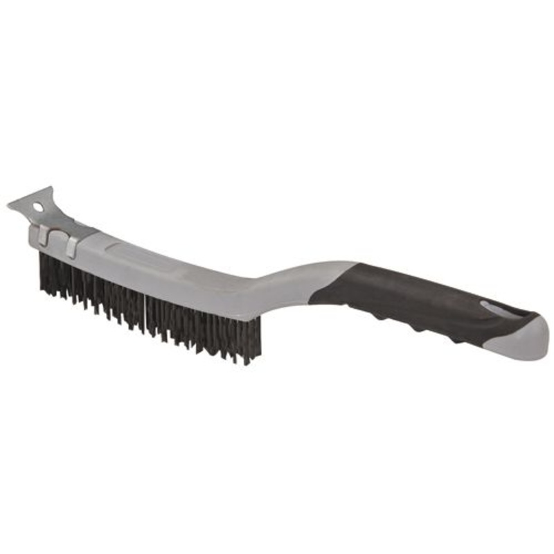 Soft Grip Carbon Steel Brush with Scraper