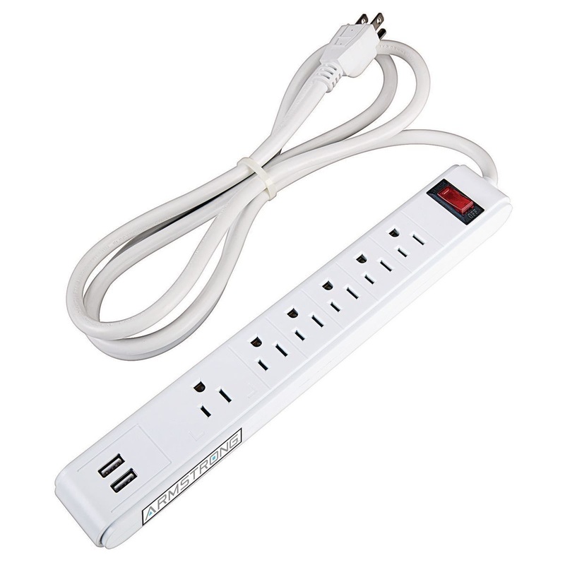 ARMSTRONG 6-Outlet, 2 USB Rapid Charging Power Strip