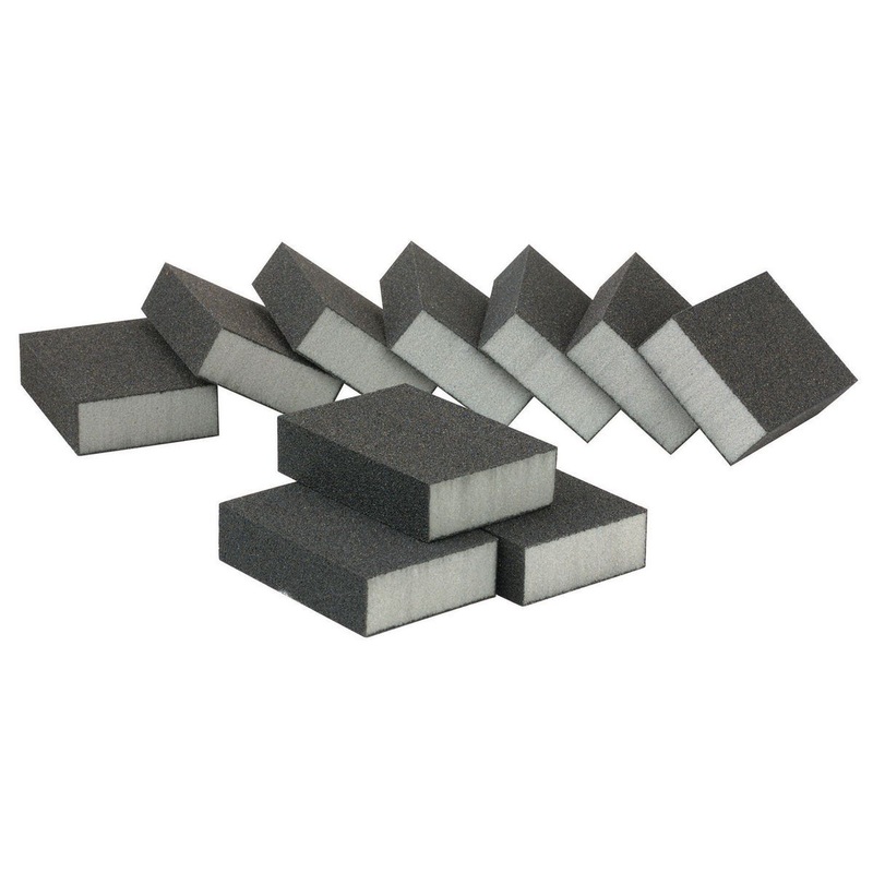 WARRIOR Aluminum Oxide Sanding Sponges – Fine Grade, 10 Pack