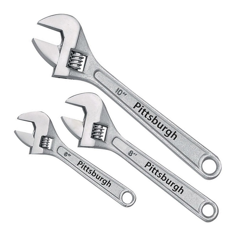 PITTSBURGH Adjustable Wrench Set, 3-Piece