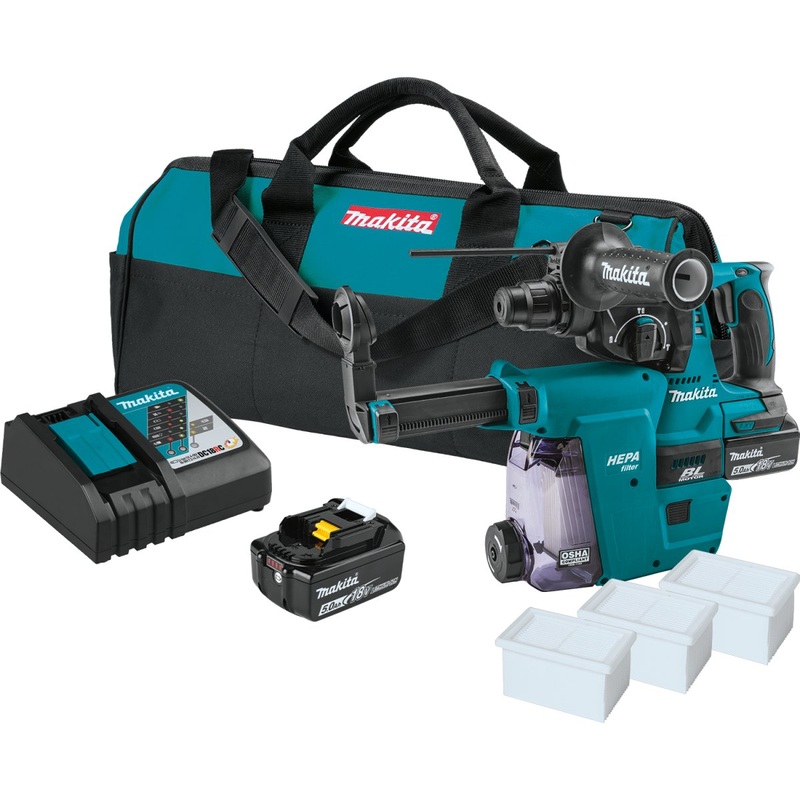 18V LXT LithiumIon Brushless Cordless 1″ Rotary Hammer Kit, accepts SDSPLUS bits, w/ HEPA Dust Extractor Attachment (5.0Ah)