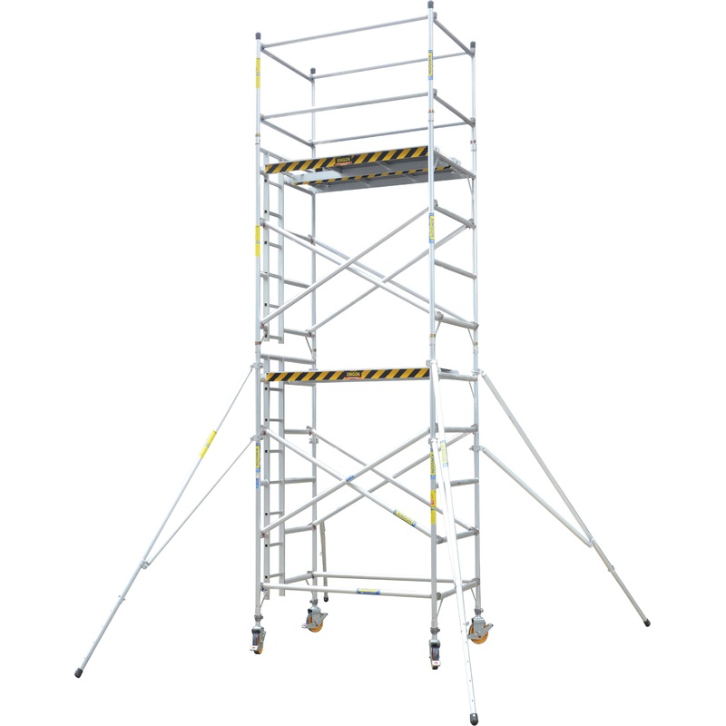 XG Aluminum 4.5m Stand Platform Height Scaffolding Double Width Ladder Tower | Model : L-XG178SW-4.5M