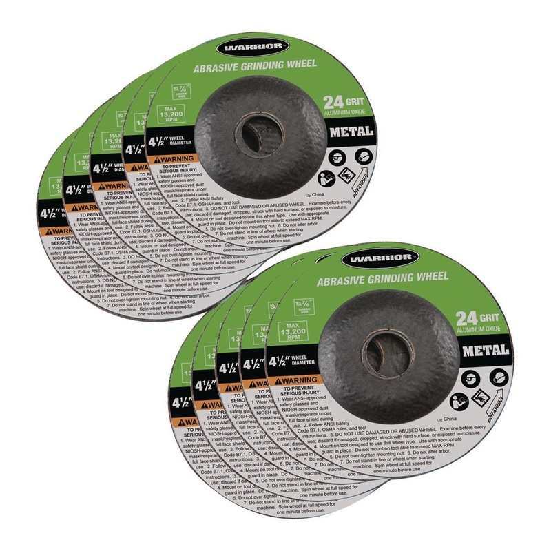 WARRIOR 4-1/2 in. 24 Grit Metal Grinding Wheel, 10-Pack