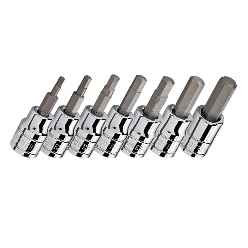3/8DR 7PC METRIC MALE HEX BIT SOCKET SET Default