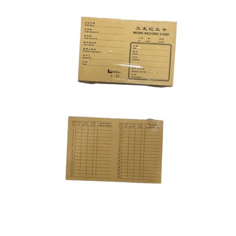 Worker Work Record Time Card Monthly 1-31 | Model : CARD-T3