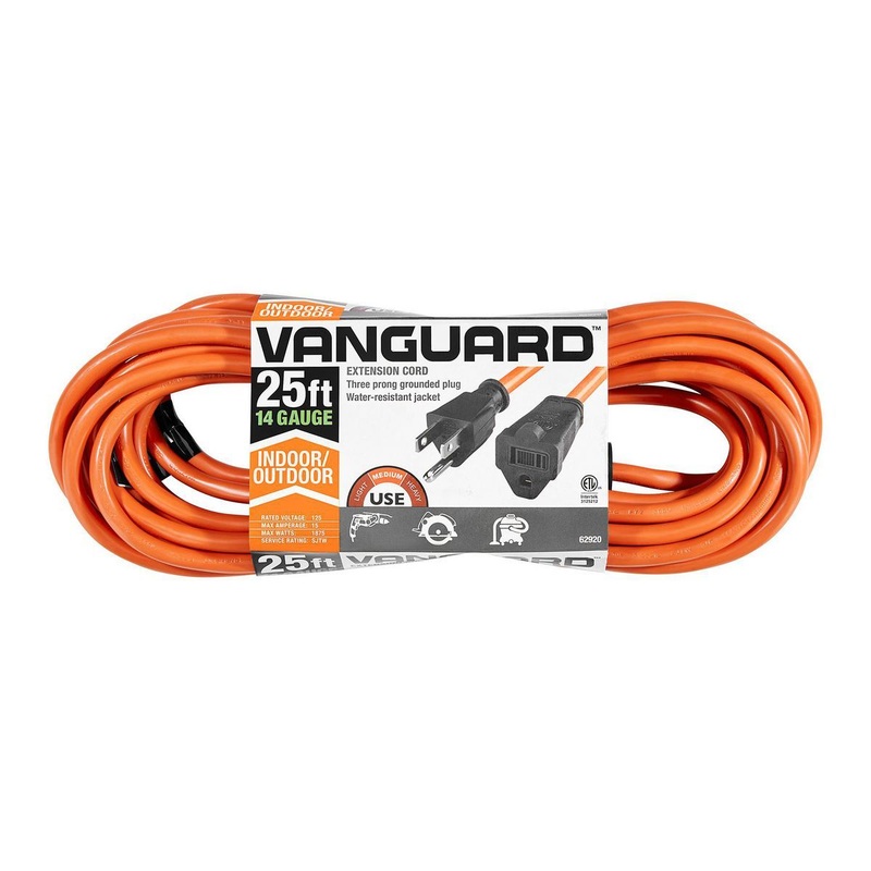 VANGUARD 25 ft. x 14/3 Gauge Indoor/Outdoor Extension Cord, Orange