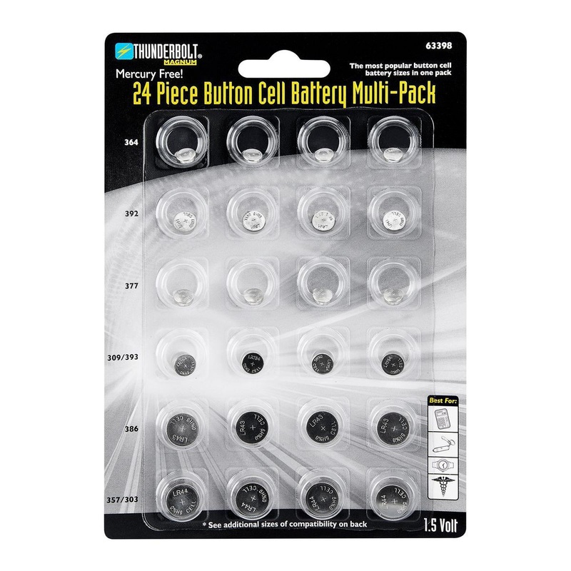 THUNDERBOLT MAGNUM Button Cell Battery Assortment, 24 Piece