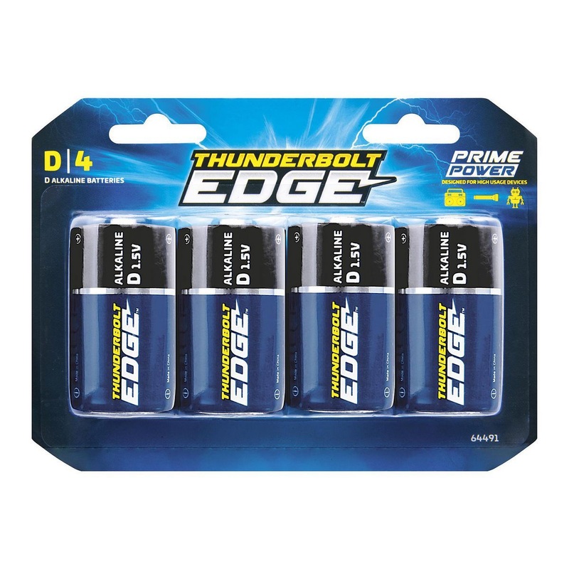 THUNDERBOLT EDGE D PRIME POWER Alkaline Batteries, 4 Pack
