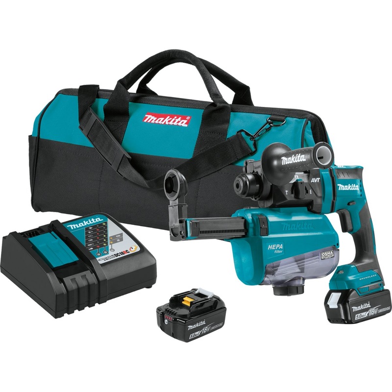 18V LXT LithiumIon Brushless Cordless 11/16″ AVT Rotary Hammer, accepts SDSPLUS bits, AWS Capable Kit w/ HEPA Dust Extractor