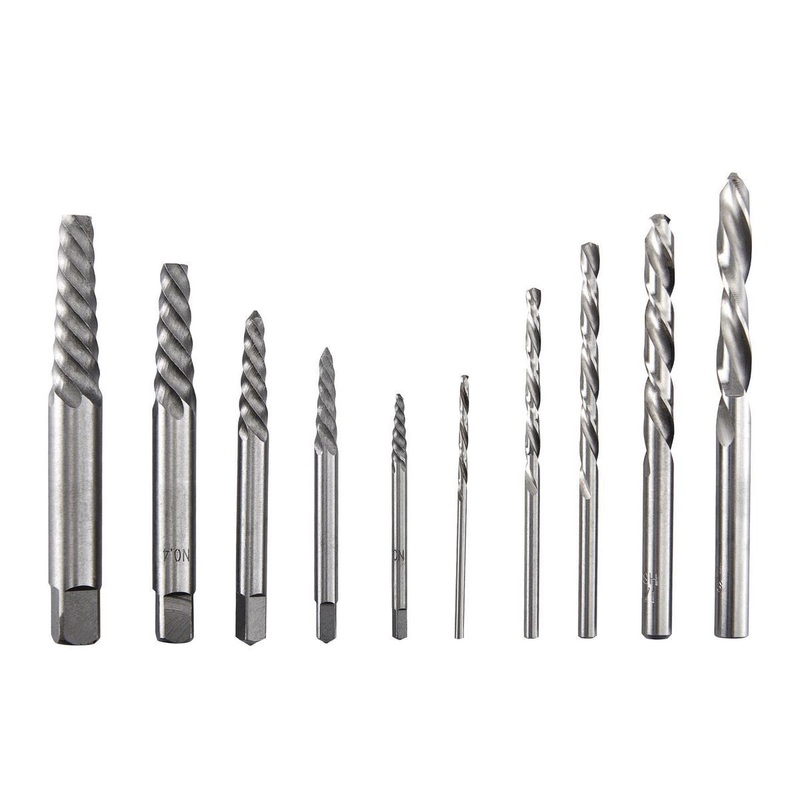 WARRIOR Screw Extractor and Left-Hand Drill Bit Combo Set, 10-Piece