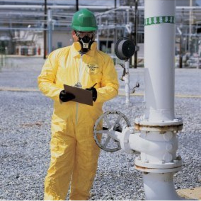 Yellow Dupont Tychem 2000 Coveralls – 12 per pack w/ Hood Elastic Wrists & Ankles (Bulk Pack) Large
