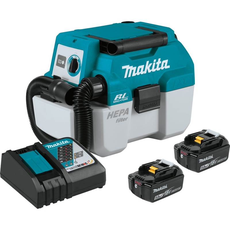 18V LXT LithiumIon Brushless Cordless 2 Gallon HEPA Filter Portable Wet/Dry Dust Extractor/Vacuum (5.0Ah) Kit