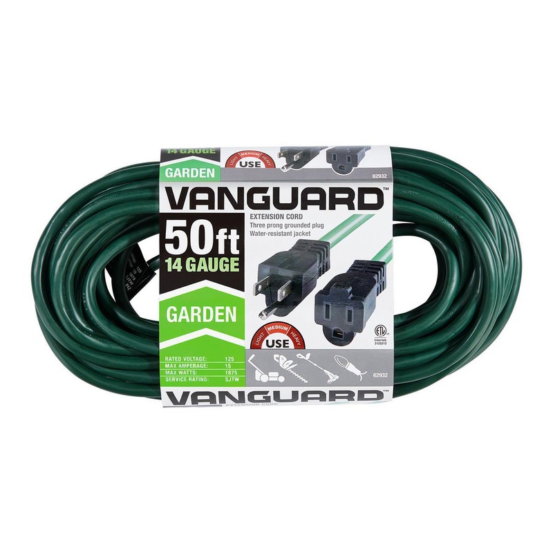 VANGUARD 50 ft. x 14/3 Gauge Outdoor Extension Cord, Green