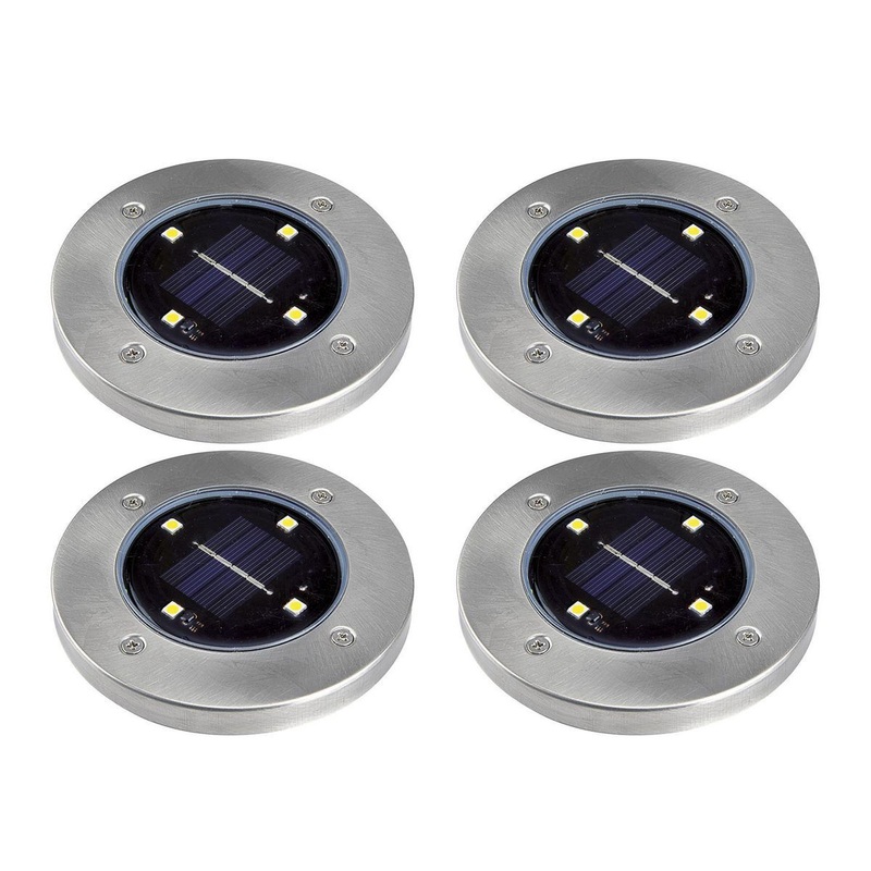 LUMINAR OUTDOOR Solar LED In-Ground Disk Lights, 4-Pack