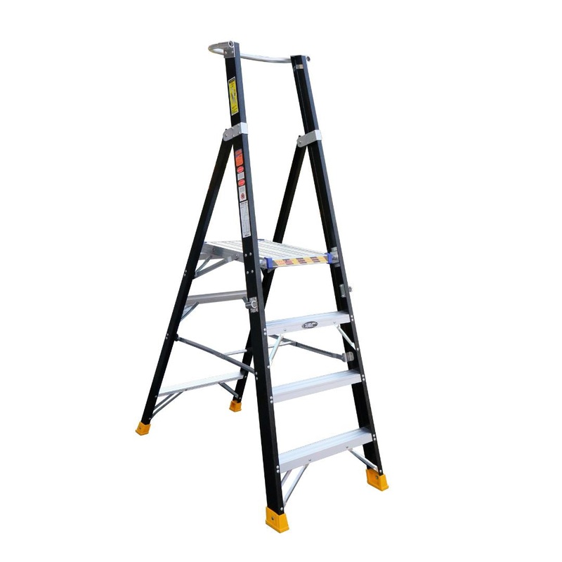 XG Fibreglass Platform Ladder Black with Safety Chain | Model: L-XG152FB 3 Steps