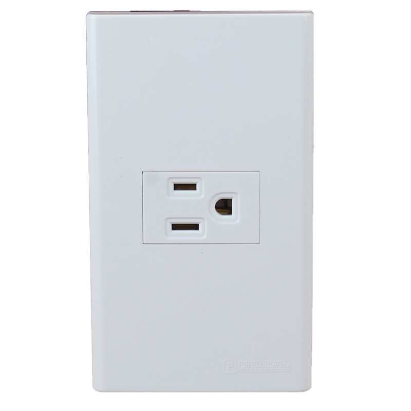 1 Gang Plate w/ Regular Convenience Outlet (Flat Pin w/ Ground) 1pc (LHWD-401-P1)