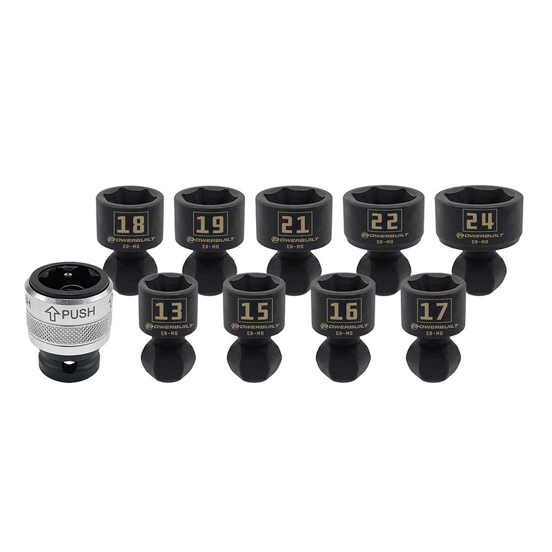 1/2″ Dr 10pc Quick Change Universal Joint Socket Set Default