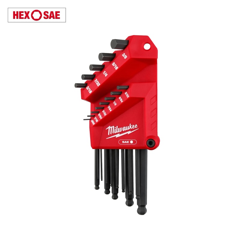 13-Piece SAE (Inches) Ball-End L-Style Hex Key Set (Pivoting Holder)