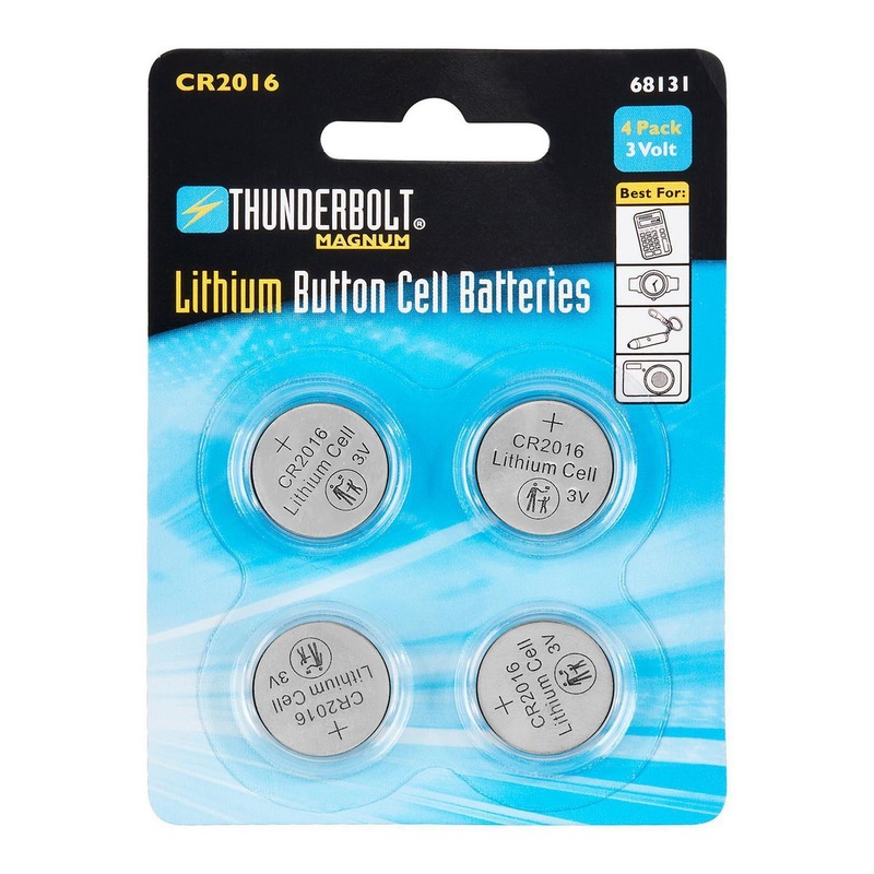 THUNDERBOLT MAGNUM CR2016 Lithium Button Cell Batteries, 4 Pack