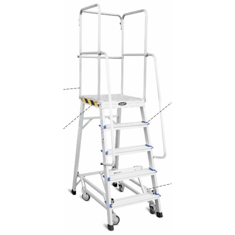 XG Aluminium Platfrom Ladder with Retractable Caster Wheels | Model : L-XG358A 3 Steps (60 cm)