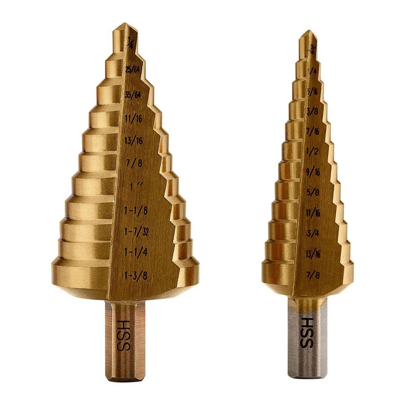 WARRIOR 3/16 in. to 1-3/8 in., #4 Titanium Step Drill Bit (12-Steps), and #5 (11-Steps)