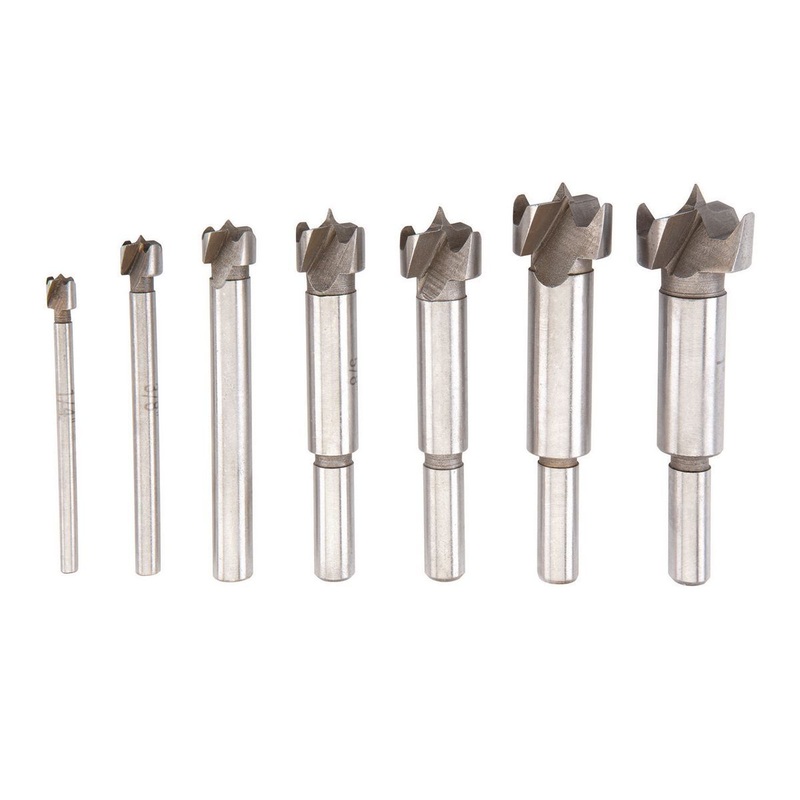 WARRIOR 1/4 in. – 1 in. Forstner Drill Bit Set With 3/8 in. Shanks, 7 Piece