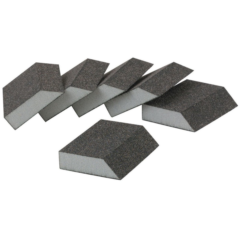 WARRIOR Aluminum Oxide Angled Sanding Sponges – Medium Grade, 6 Pack