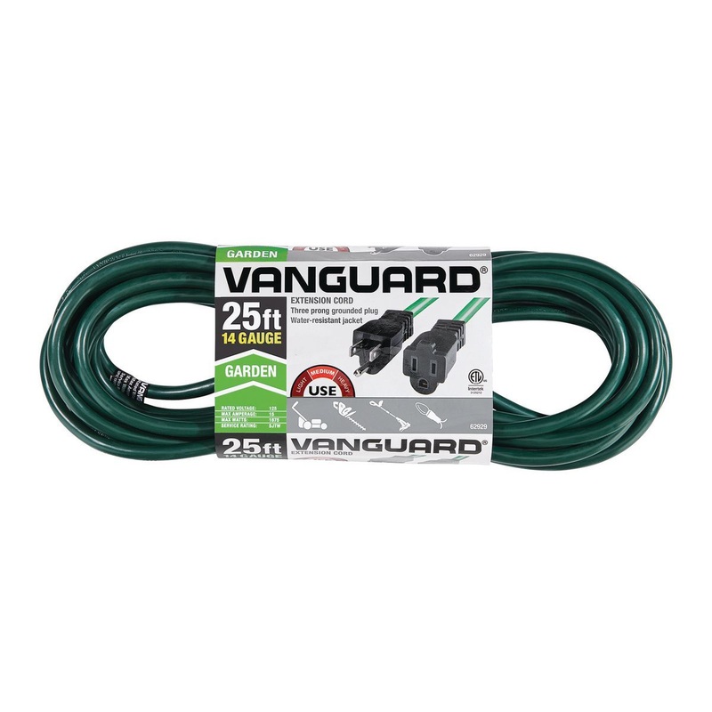 VANGUARD 25 ft. x 14/3 Gauge Outdoor Extension Cord, Green